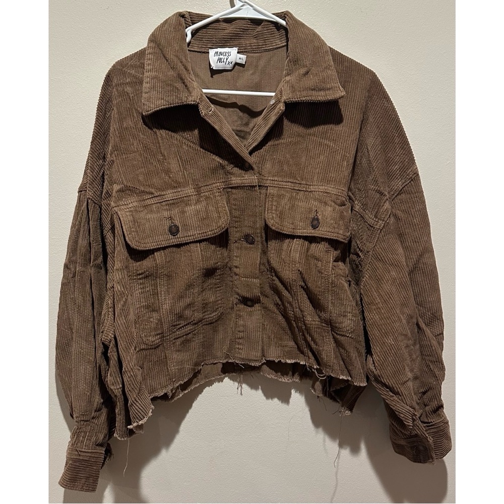 Princess Polly Women’s Crop Brown‎ Corduroy Jacket Size M/L